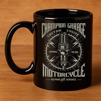 Champion Garage Motorcycle 11oz C Handle Ceramic Mug
