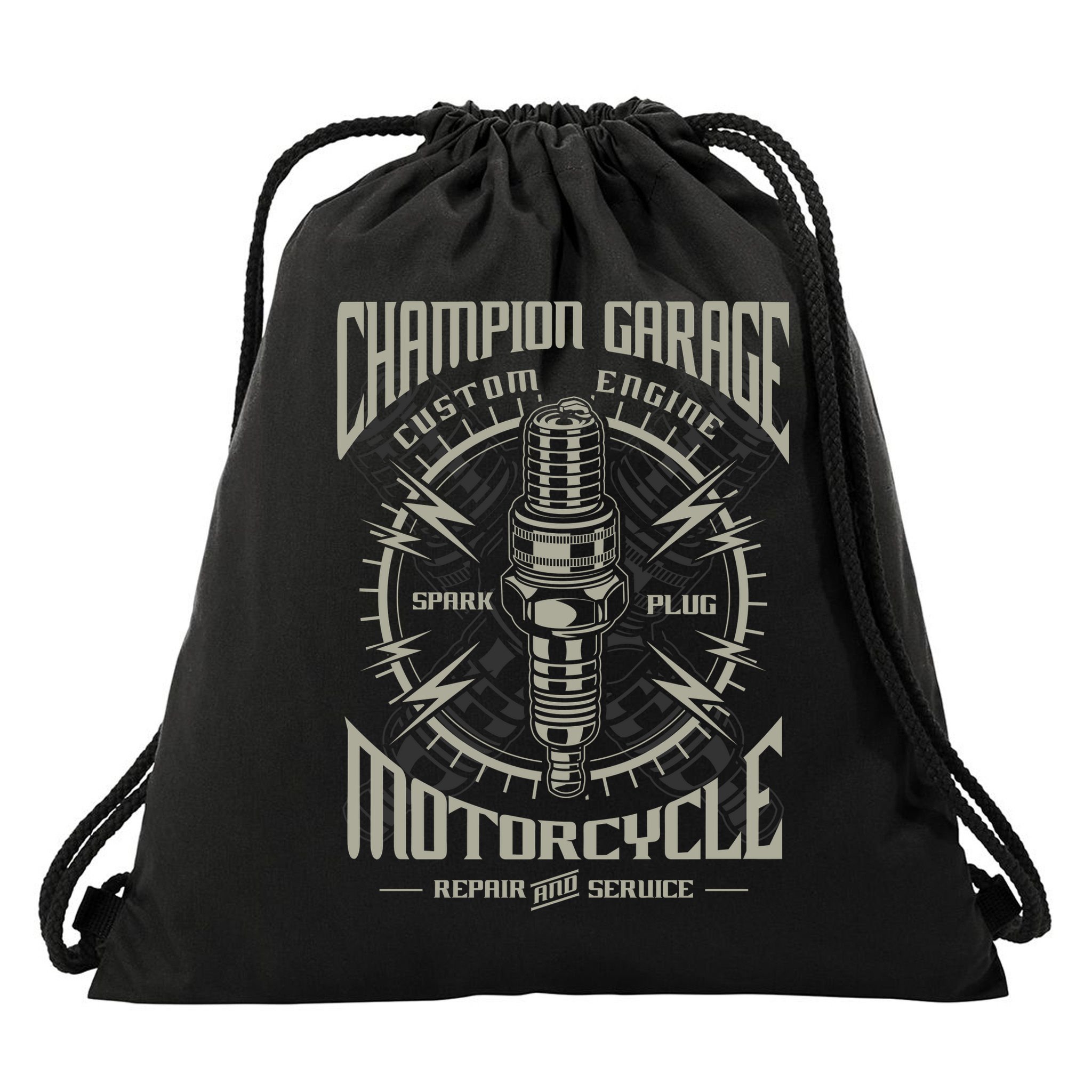 Champion Garage Motorcycle Drawstring Bag
