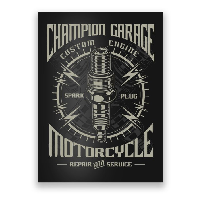 Champion Garage Motorcycle Poster