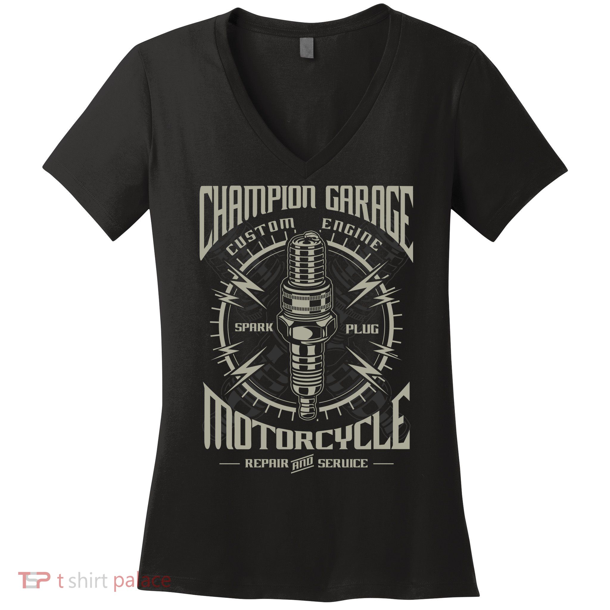 Champion Garage Motorcycle Women's V-Neck T-Shirt