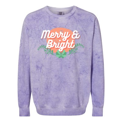 Christmas Graphic Merry And Bright Text Holiday Colorblast Crewneck Sweatshirt