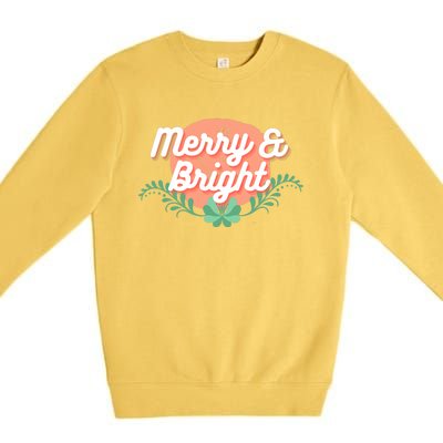 Christmas Graphic Merry And Bright Text Holiday Premium Crewneck Sweatshirt