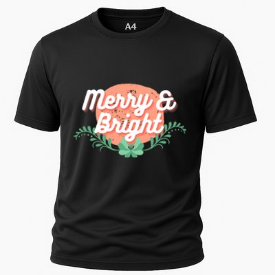 Christmas Graphic Merry And Bright Text Holiday Cooling Performance Crew T-Shirt