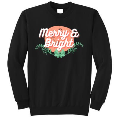 Christmas Graphic Merry And Bright Text Holiday Sweatshirt