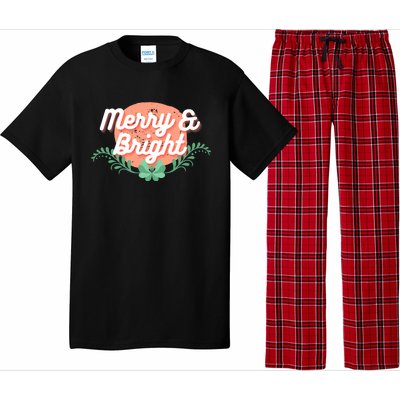 Christmas Graphic Merry And Bright Text Holiday Pajama Set