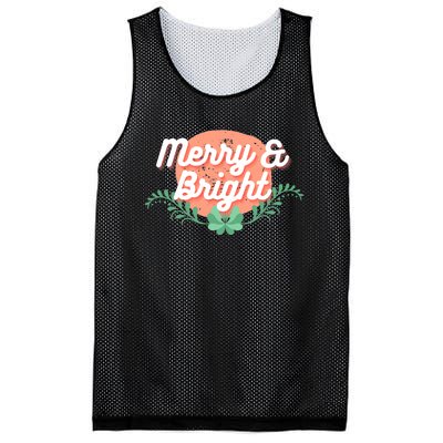 Christmas Graphic Merry And Bright Text Holiday Mesh Reversible Basketball Jersey Tank