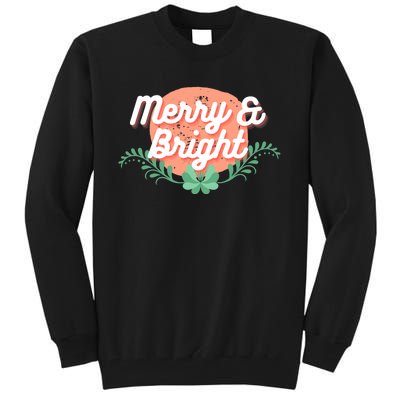 Christmas Graphic Merry And Bright Text Holiday Tall Sweatshirt