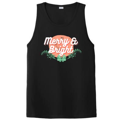 Christmas Graphic Merry And Bright Text Holiday PosiCharge Competitor Tank