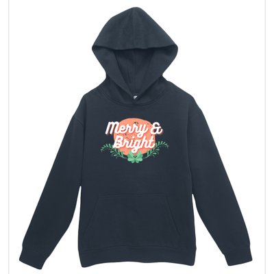 Christmas Graphic Merry And Bright Text Holiday Urban Pullover Hoodie