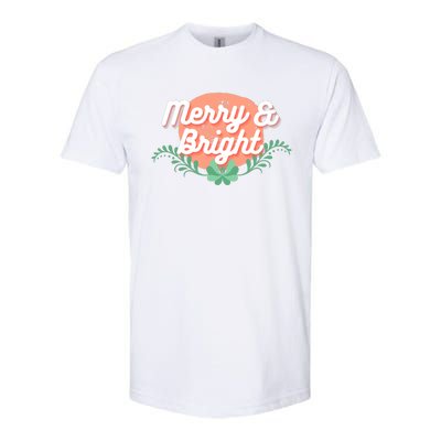 Christmas Graphic Merry And Bright Text Holiday Softstyle CVC T-Shirt