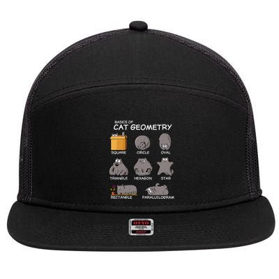 Cat Geometry Math Funny Cat Gifts For Cat Dad Cat Mom 7 Panel Mesh Trucker Snapback Hat