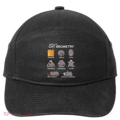 Cat Geometry Math Funny Cat Gifts For Cat Dad Cat Mom 7-Panel Snapback Hat
