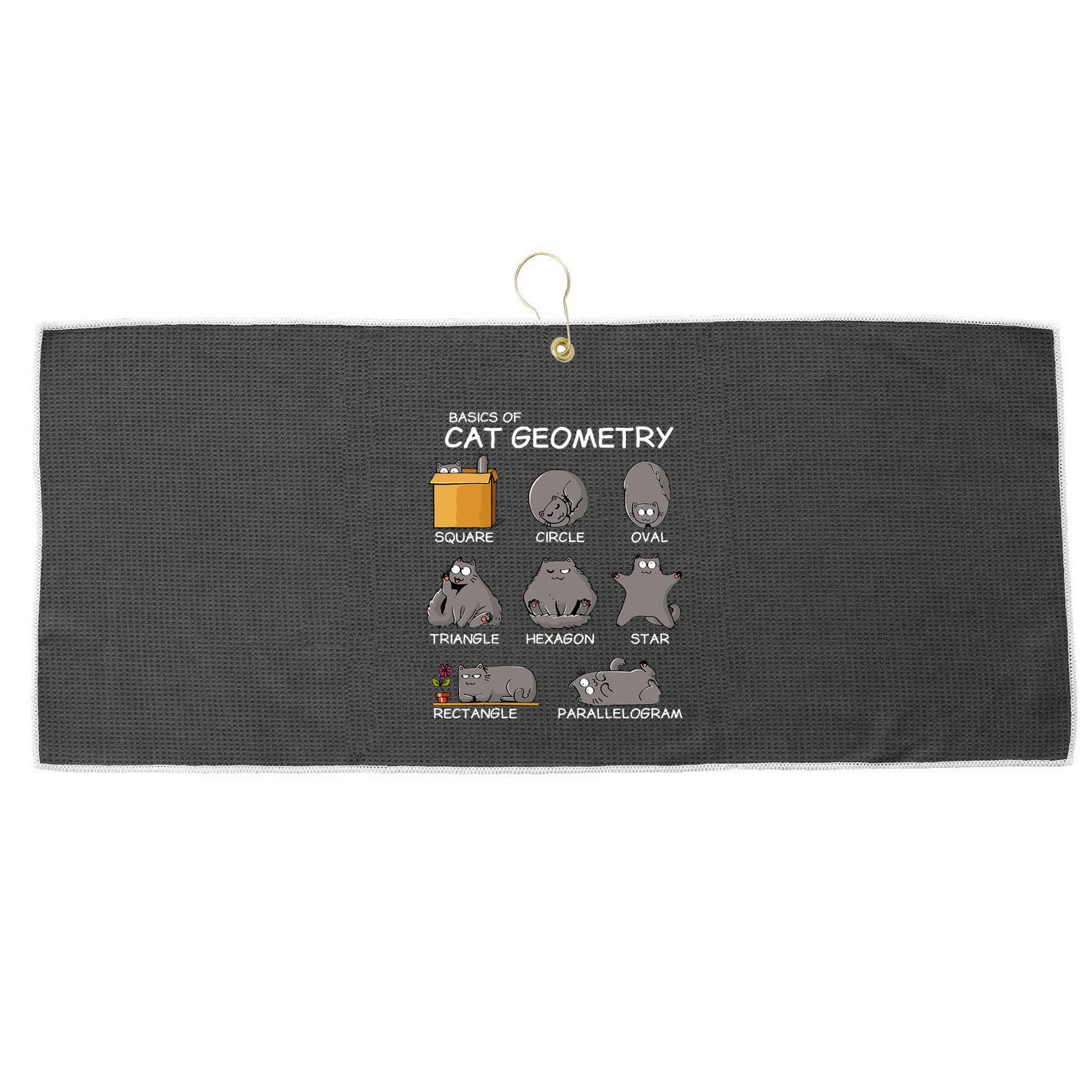 Cat Geometry Math Funny Cat Gifts For Cat Dad Cat Mom Large Microfiber Waffle Golf Towel