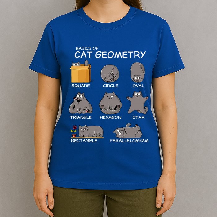 Cat Geometry Math Funny Cat Gifts For Cat Dad Cat Mom T-Shirt