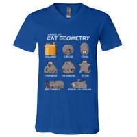 Cat Geometry Math Funny Cat Gifts For Cat Dad Cat Mom V-Neck T-Shirt