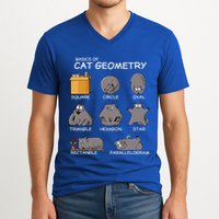 Cat Geometry Math Funny Cat Gifts For Cat Dad Cat Mom V-Neck T-Shirt