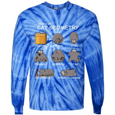 Cat Geometry Math Funny Cat Gifts For Cat Dad Cat Mom Tie-Dye Long Sleeve Shirt