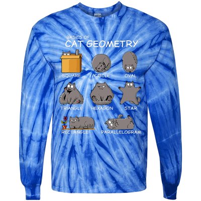 Cat Geometry Math Funny Cat Gifts For Cat Dad Cat Mom Tie-Dye Long Sleeve Shirt