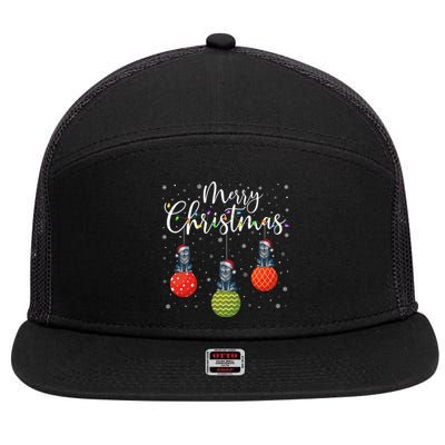 Cute Gift Merry Christmas Lights Santa Hat Wolf Ugly Xmas 7 Panel Mesh Trucker Snapback Hat