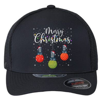 Cute Gift Merry Christmas Lights Santa Hat Wolf Ugly Xmas Flexfit Unipanel Trucker Cap