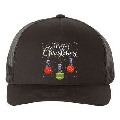 Cute Gift Merry Christmas Lights Santa Hat Wolf Ugly Xmas Yupoong Adult 5-Panel Trucker Hat