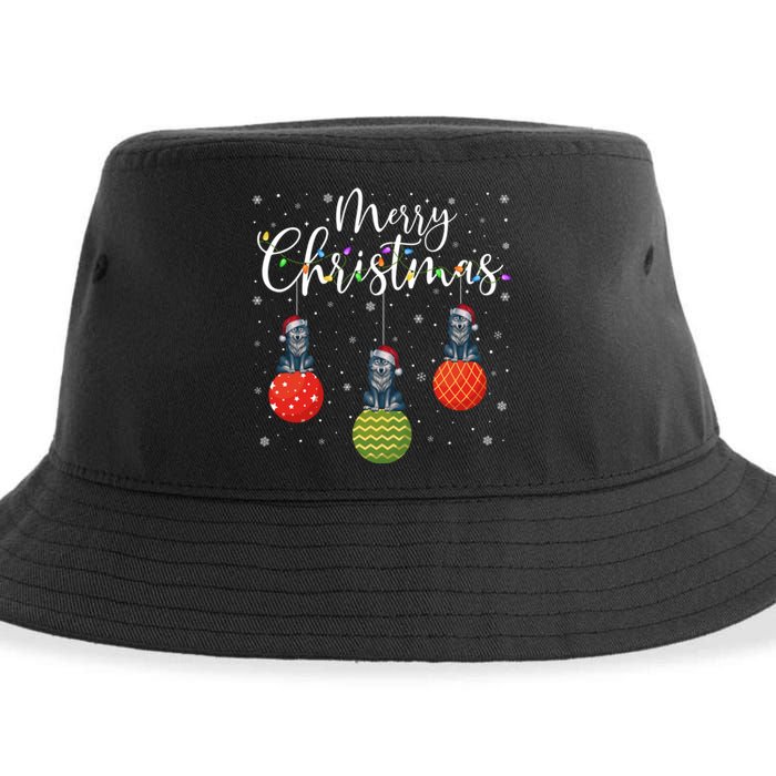 Cute Gift Merry Christmas Lights Santa Hat Wolf Ugly Xmas Sustainable Bucket Hat