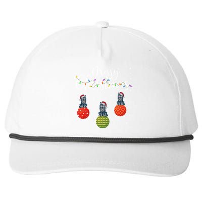 Cute Gift Merry Christmas Lights Santa Hat Wolf Ugly Xmas Snapback Five-Panel Rope Hat