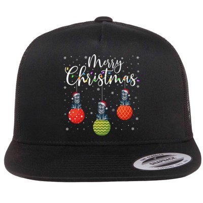 Cute Gift Merry Christmas Lights Santa Hat Wolf Ugly Xmas Flat Bill Trucker Hat