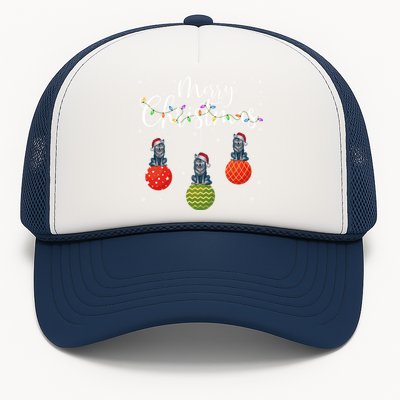 Cute Gift Merry Christmas Lights Santa Hat Wolf Ugly Xmas Trucker Hat