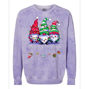 Cute Gnomes Merry Christmas Light Family Gnome Xmas Matching Colorblast Crewneck Sweatshirt