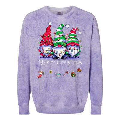 Cute Gnomes Merry Christmas Light Family Gnome Xmas Matching Colorblast Crewneck Sweatshirt