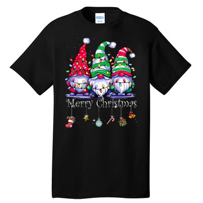 Cute Gnomes Merry Christmas Light Family Gnome Xmas Matching Tall T-Shirt