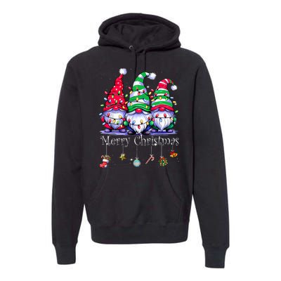 Cute Gnomes Merry Christmas Light Family Gnome Xmas Matching Premium Hoodie