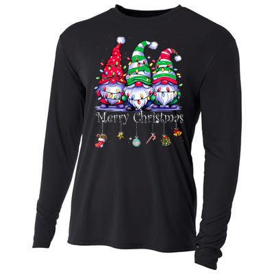 Cute Gnomes Merry Christmas Light Family Gnome Xmas Matching Cooling Performance Long Sleeve Crew