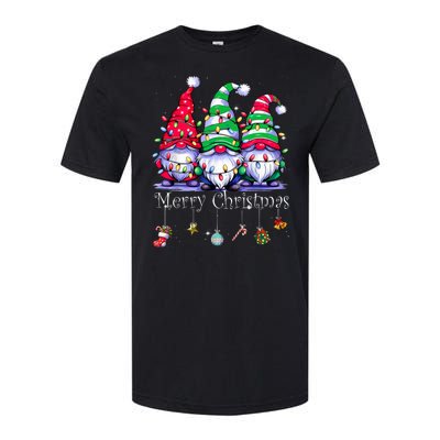 Cute Gnomes Merry Christmas Light Family Gnome Xmas Matching Softstyle CVC T-Shirt