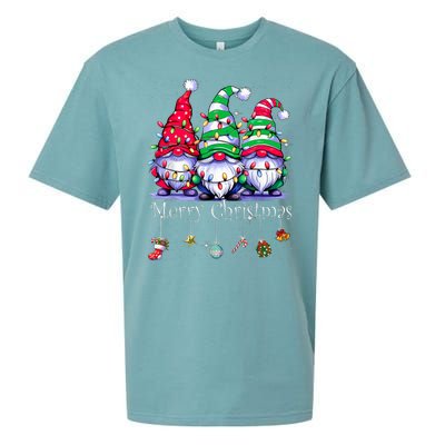 Cute Gnomes Merry Christmas Light Family Gnome Xmas Matching Sueded Cloud Jersey T-Shirt