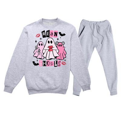 Cute Ghost Mean Ghouls Funny Halloween Costume Spooky Season Premium Crewneck Sweatsuit Set