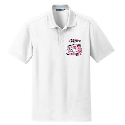 Cute Ghost Mean Ghouls Funny Halloween Costume Spooky Season Dry Zone Grid Polo