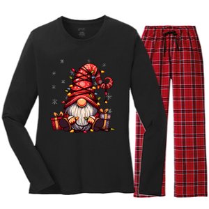 Cute Gnome Matching Outfit Family Merry Christmas Women's Long Sleeve Flannel Pajama Set 