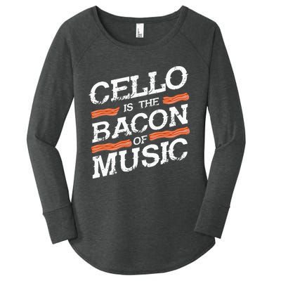 Cellist Gift Musical Instrument Cello Is The Bacon Of Music Women's Perfect Tri Tunic Long Sleeve Shirt