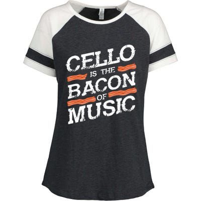 Cellist Gift Musical Instrument Cello Is The Bacon Of Music Enza Ladies Jersey Colorblock Tee