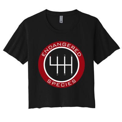 Car Guy Mechanic Endangered Species Manual Shifter Women's Crop Top Tee