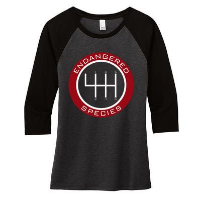 Car Guy Mechanic Endangered Species Manual Shifter Women's Tri-Blend 3/4-Sleeve Raglan Shirt