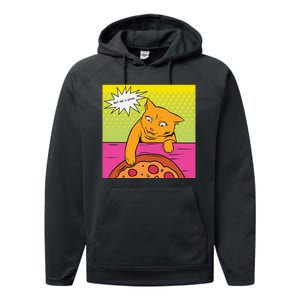 Cat Get Me A Pizza Performance Fleece Hoodie