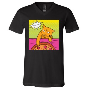 Cat Get Me A Pizza V-Neck T-Shirt