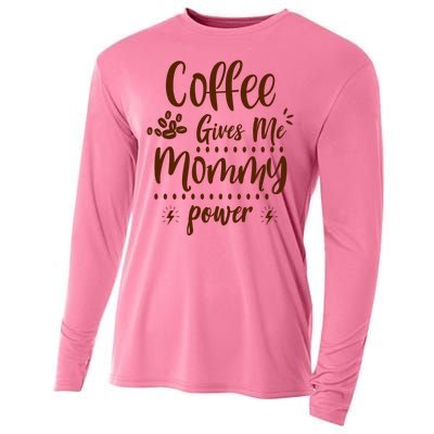 Coffee Gives Me Mommy Power Cooling Performance Long Sleeve Crew