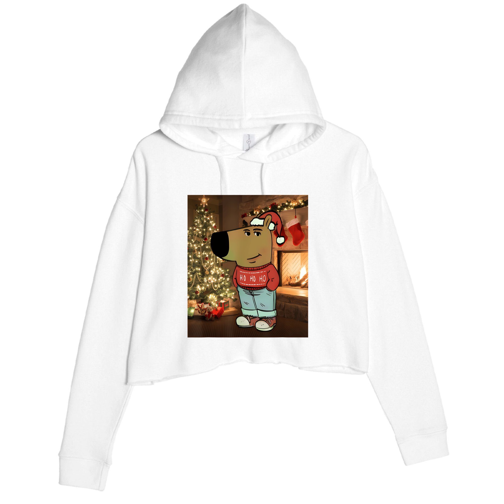 Chill Guy Meme Costume Funny Chill Guy Meme Crop Fleece Hoodie
