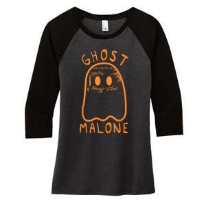 Cute Ghost Malone Fall Season Funny Halloween Spooky Season Women's Tri-Blend 3/4-Sleeve Raglan Shirt