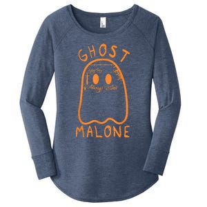 Cute Ghost Malone Fall Season Funny Halloween Spooky Season Women's Perfect Tri Tunic Long Sleeve Shirt