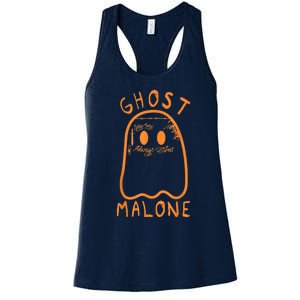 Cute Ghost Malone Fall Season Funny Halloween Spooky Season Women's Racerback Tank